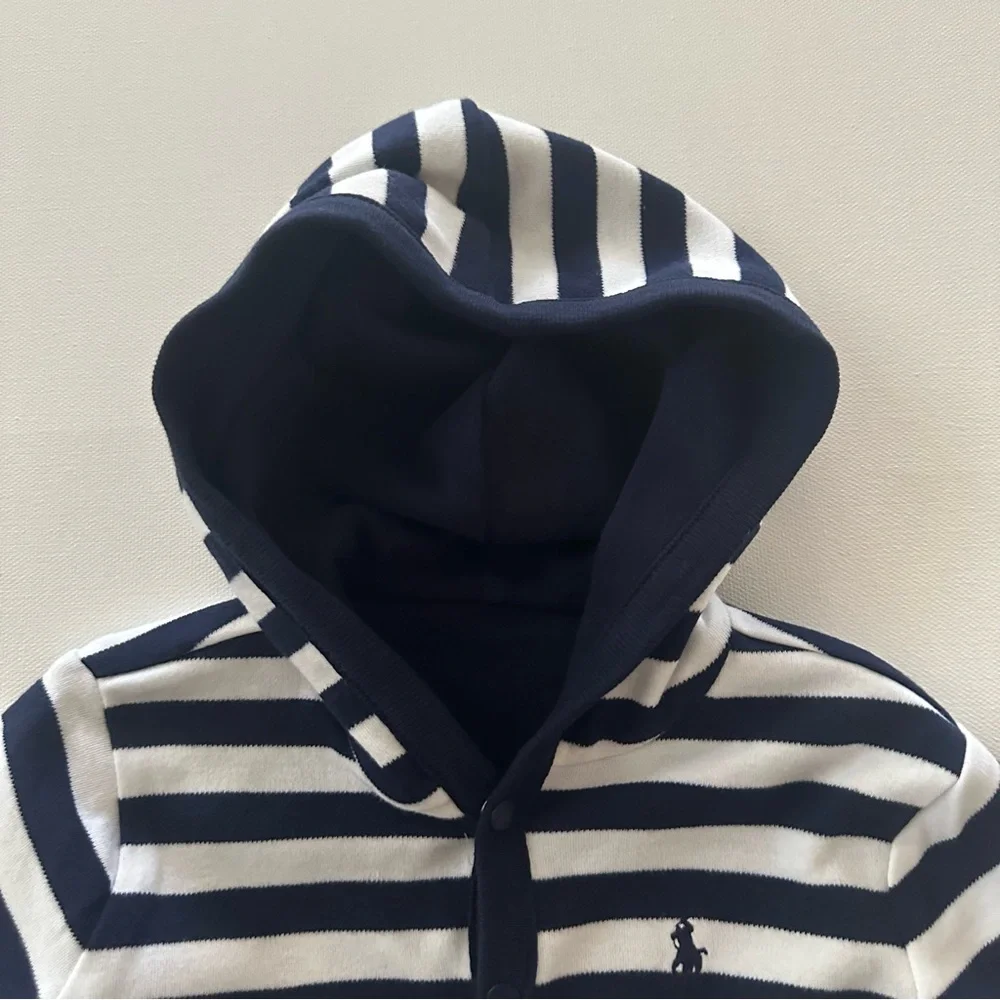 Ralph Lauren 6 Months Baby Boy Hooded Jacket Cardigan Blue Reversible NWT